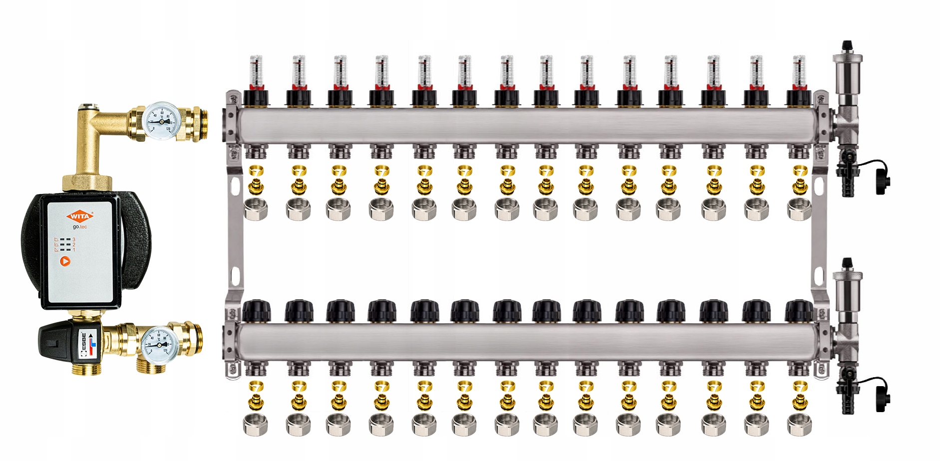 Rozdělovač pro podlahu 14 nerezový pro vytápění Čerpadlo Wita Pex
