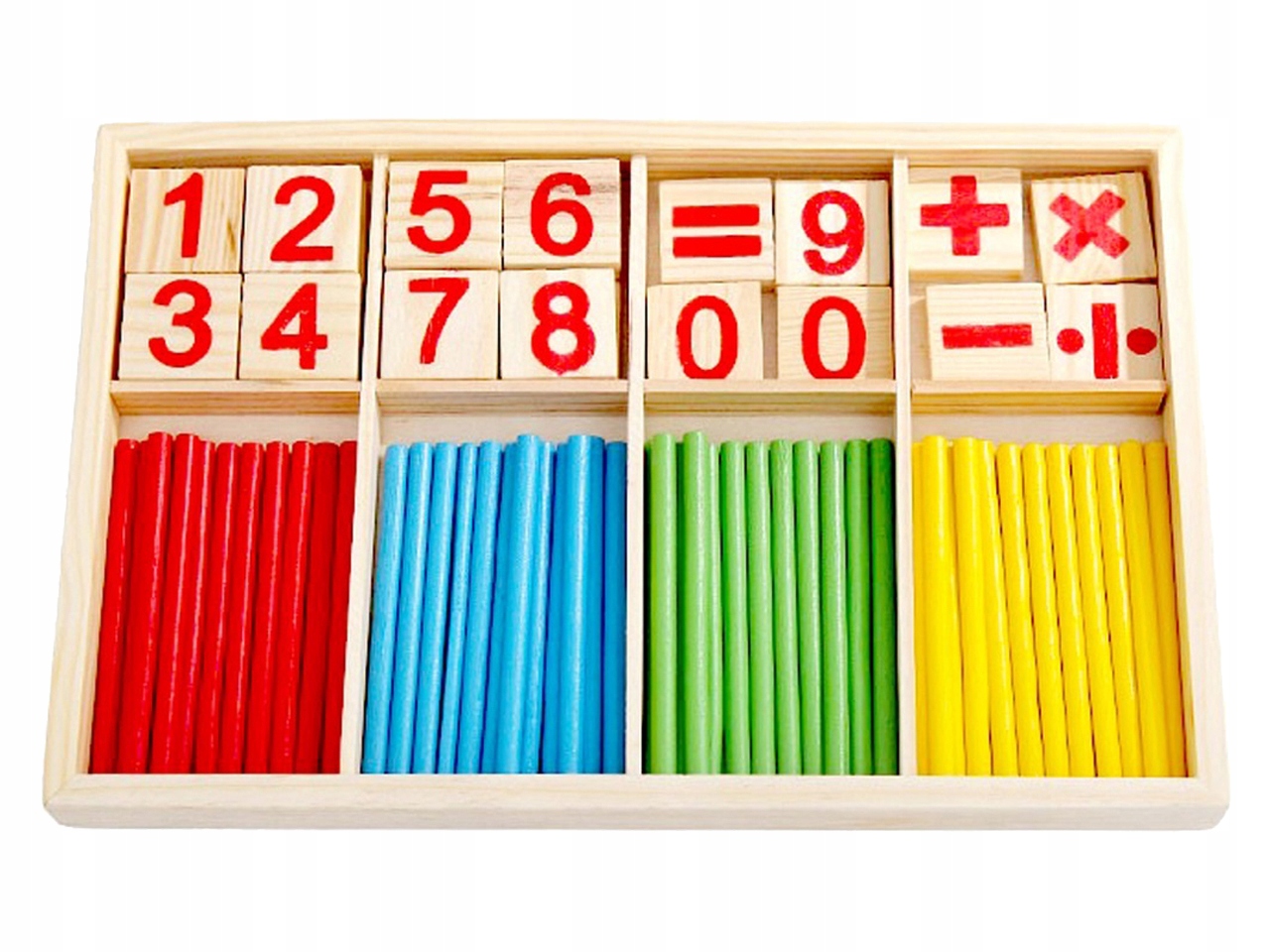 PATYCZKI do Nauki Liczenia Drewniane LICZYDŁO Cyferki + Znaki Matematyczne Rodzaj nauka liczenia