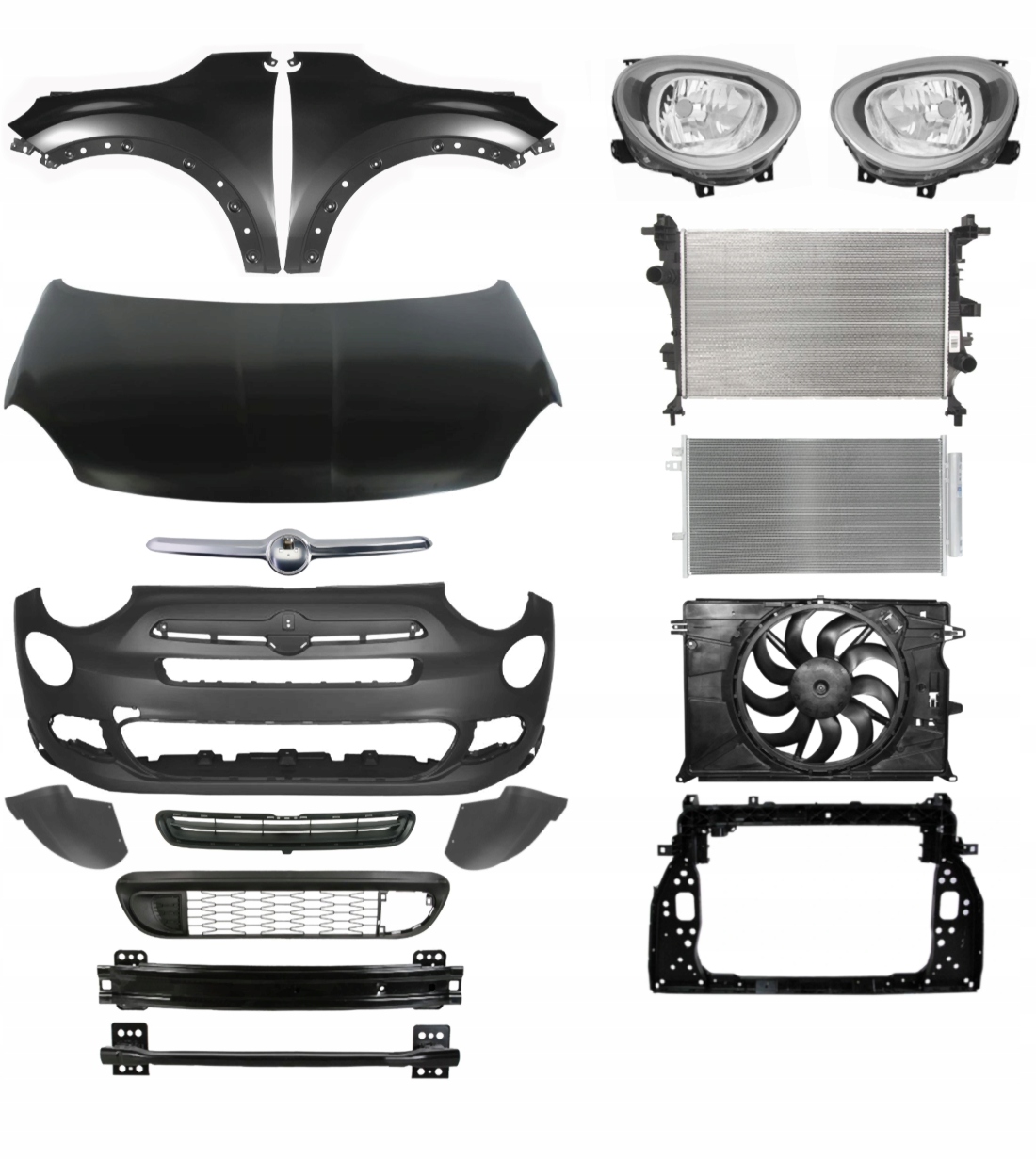 Fiat 500X 14- Zderzak Pas Maska Błotnik ZESTAW CZĘŚCI