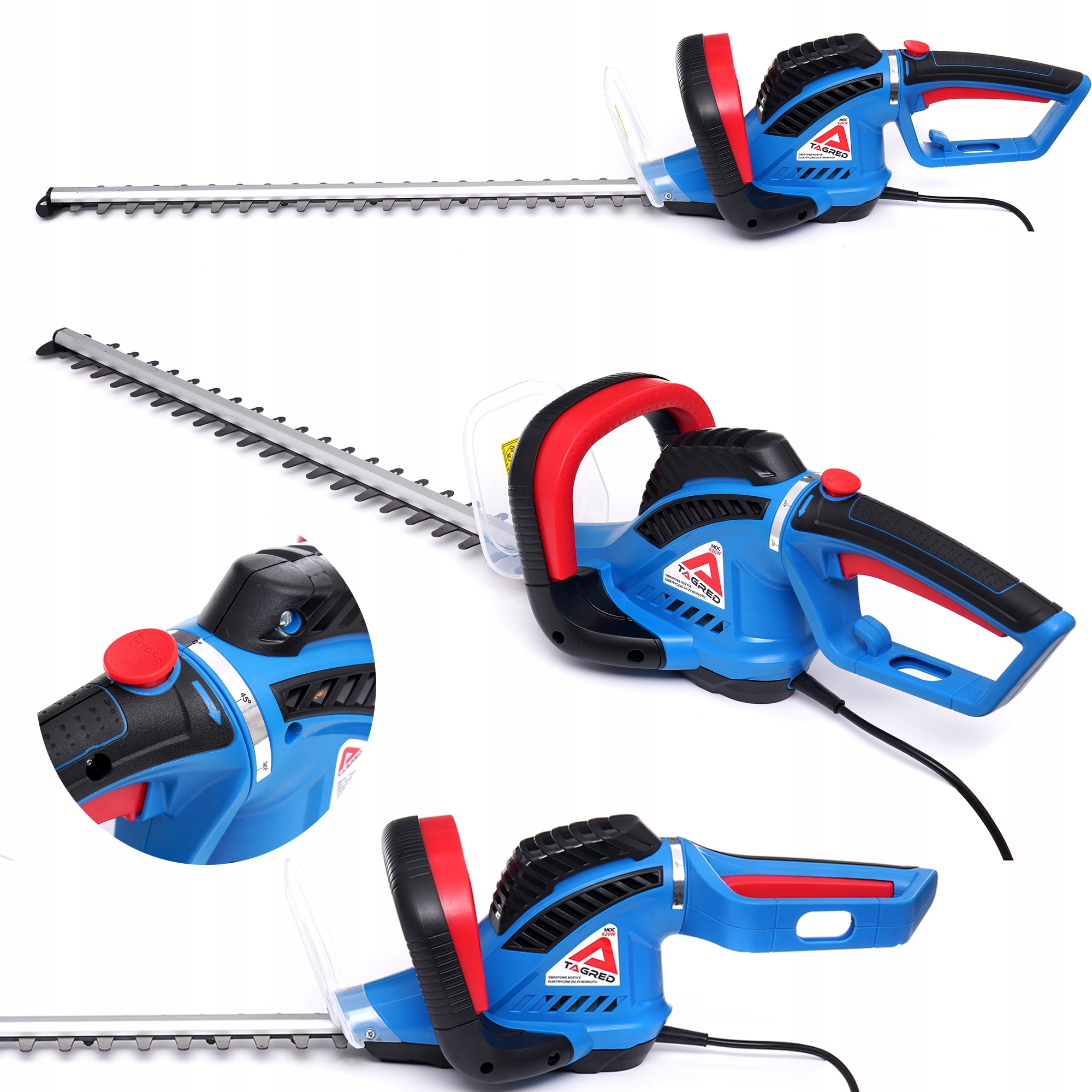 Obrotowe Elektryczne Nożyce Do Żywopłotu Krzewów Gałęzi 1800W 61CM