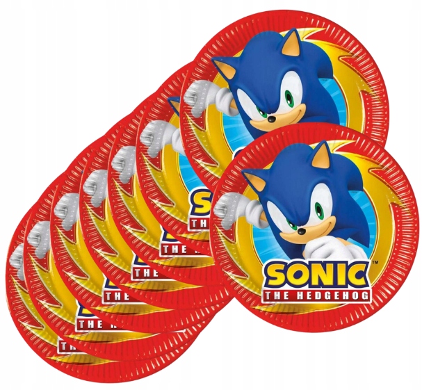 Talerzyki papierowe Sonic 8 sztuk 20 cm Urodziny