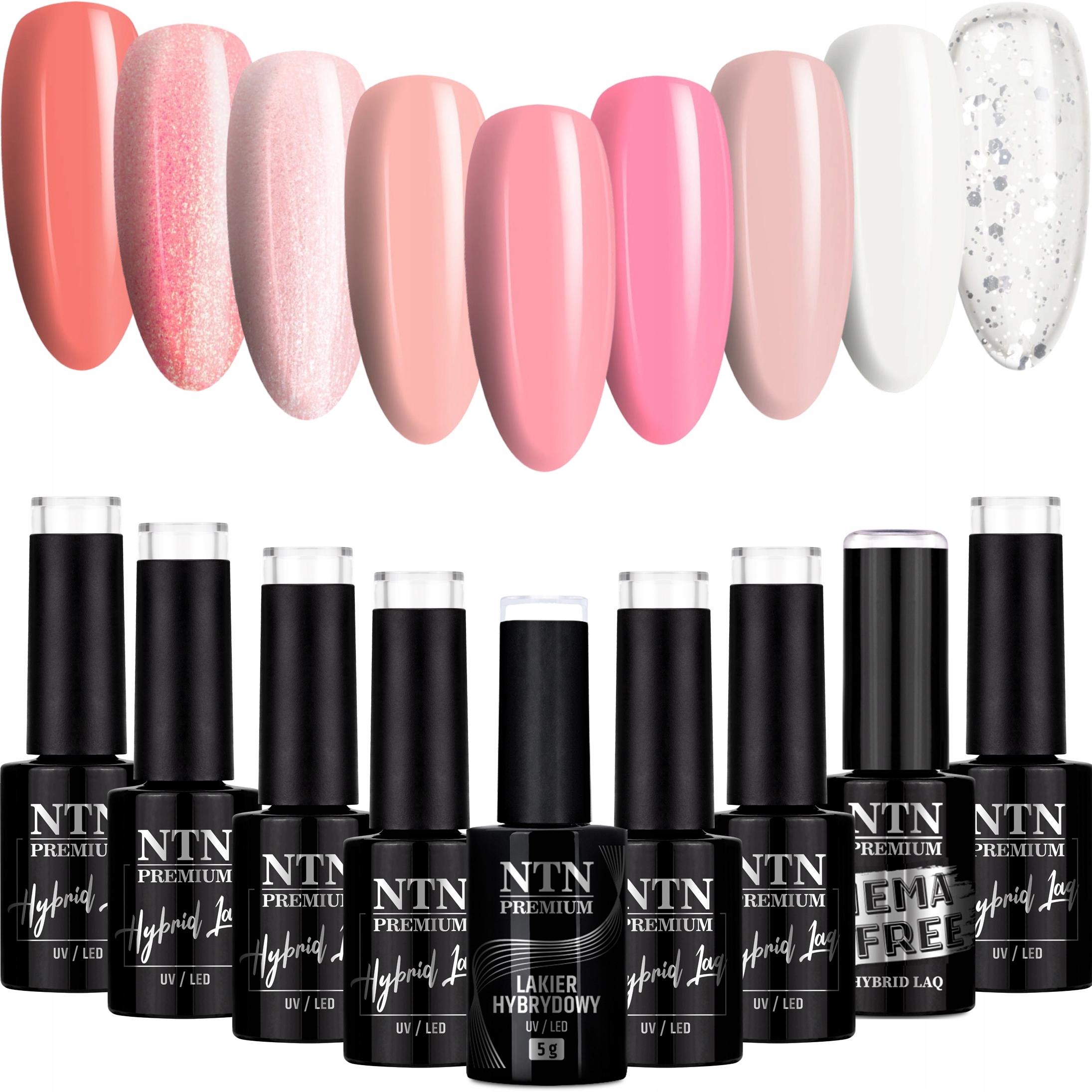 9x Lakier Hybrydowy Ntn 5g Miss Universe Collection Zestaw 9w1 Róże Beże