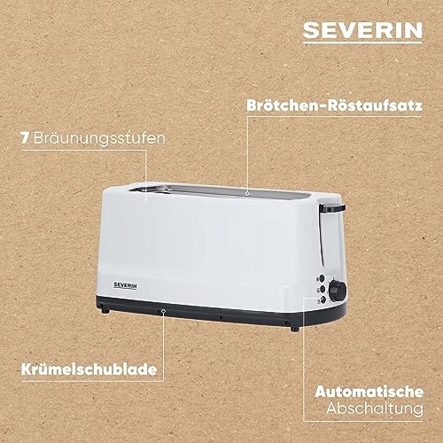 SEVERIN Toster Długi Na 4 Kromki Z Podgrzewaczem Szary Biały 1400W — miniatura 5