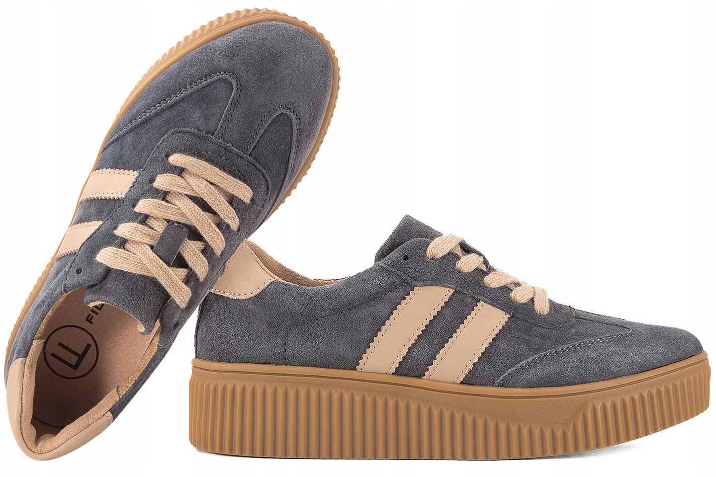 Filippo DP6776 Dámské Polobotky Tenisky Na Platformě, Kožené, grafit 41