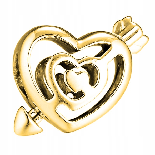 Zlatý Charms Srdce Láska Šíp Amora Miluji tě Stříbro 925