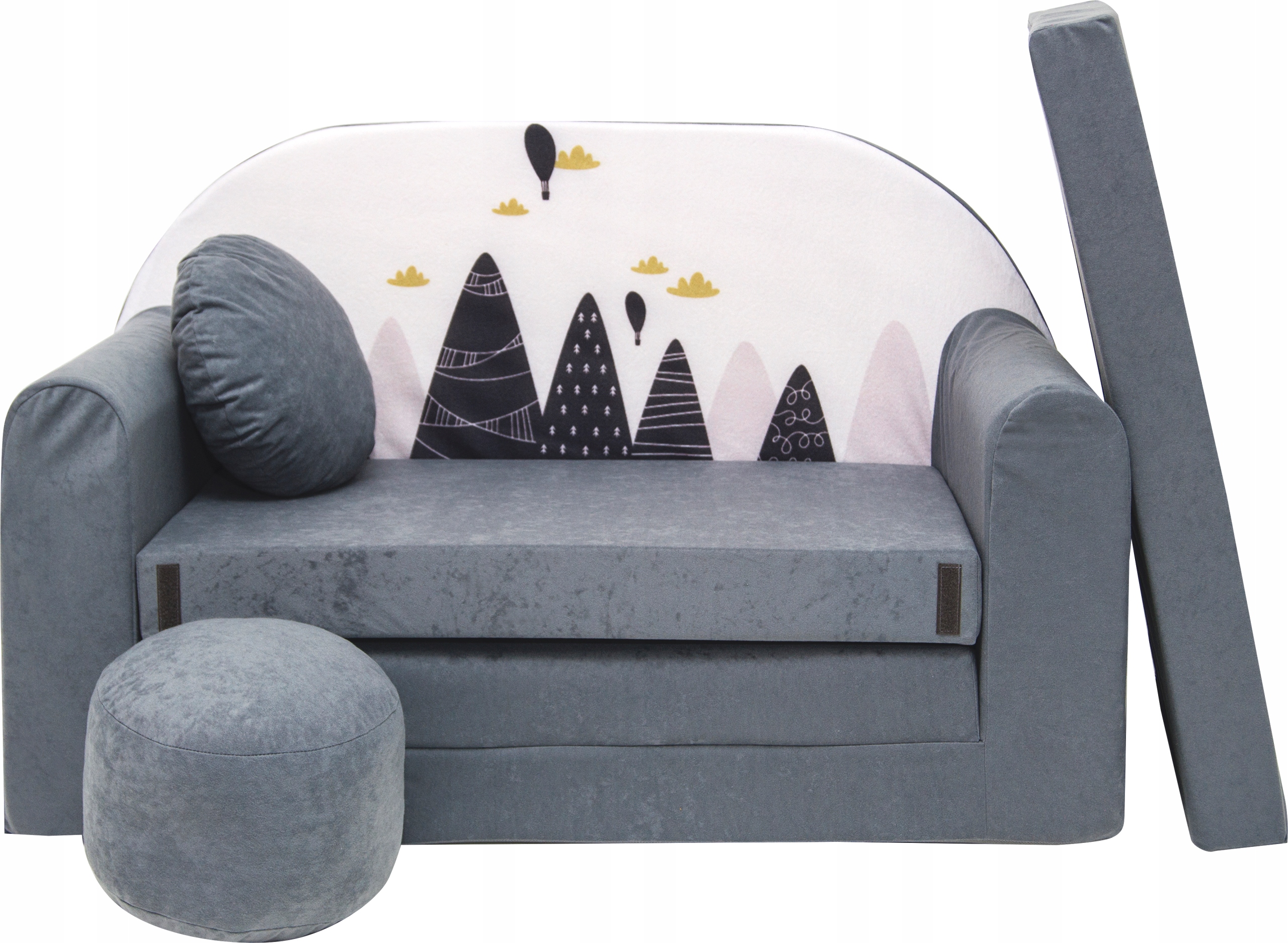 Mini Sofa Piankowa Kanapa Rozkładana dla Dzieci z Poduszka Materac Welox