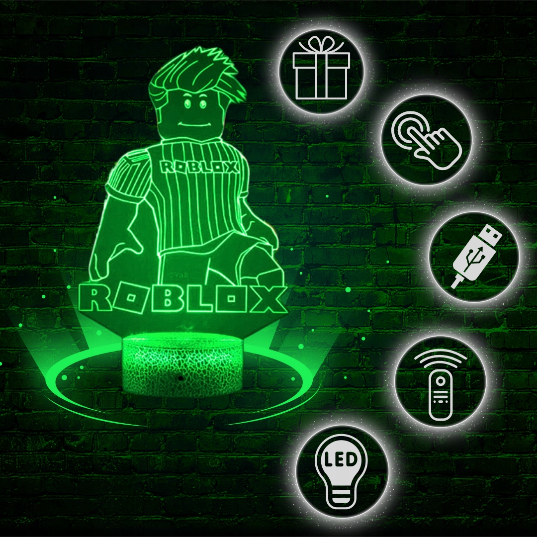 Lampka Nocna Biurkowa dla Dzieci Gra Roblox Podświetlana 16 LED + Pilot Tematyka, motyw Roblox