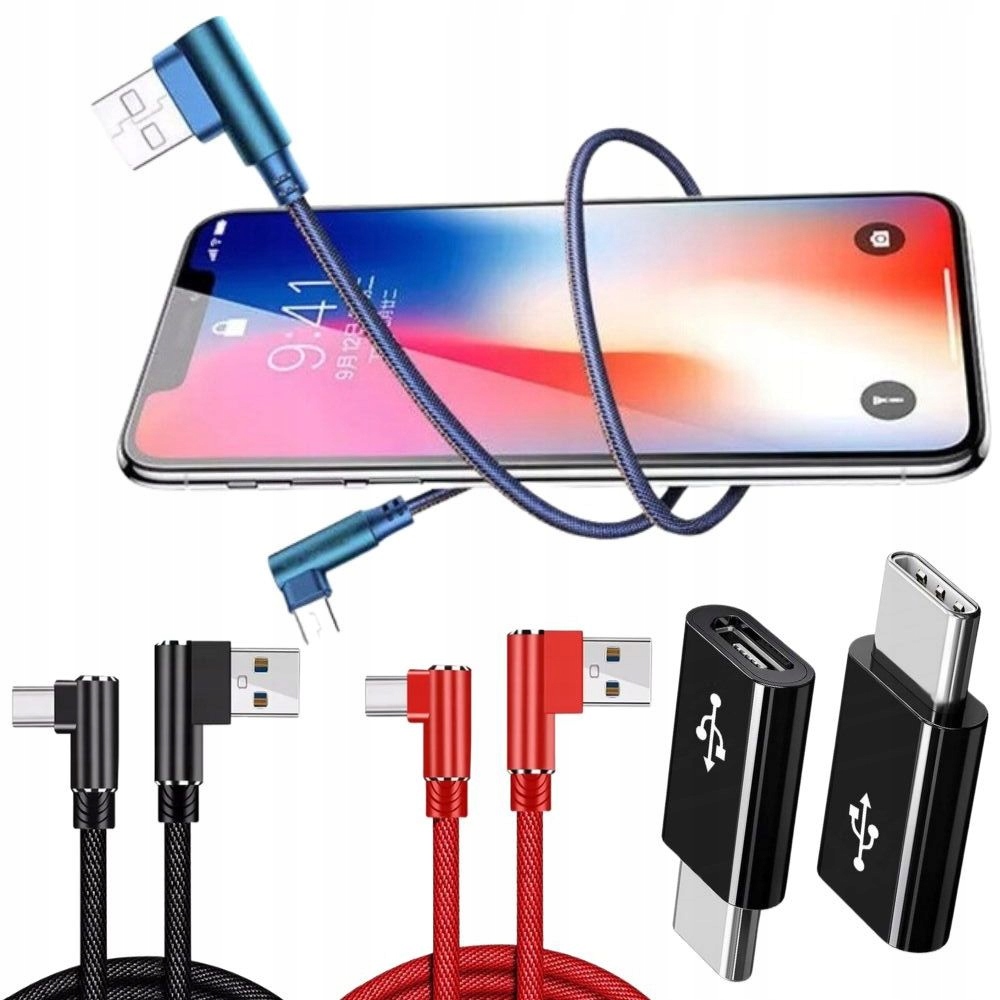 

Kabel Usb Typ-c Kątowy Szybkie Ładowanie Qc Mocny