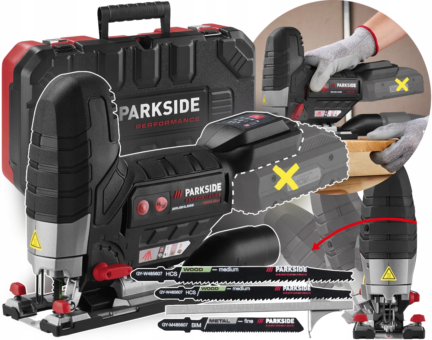 Parkside Performance Akumulatorowa Wyrzynarka Psspa 20-Li F4 Akcesoria