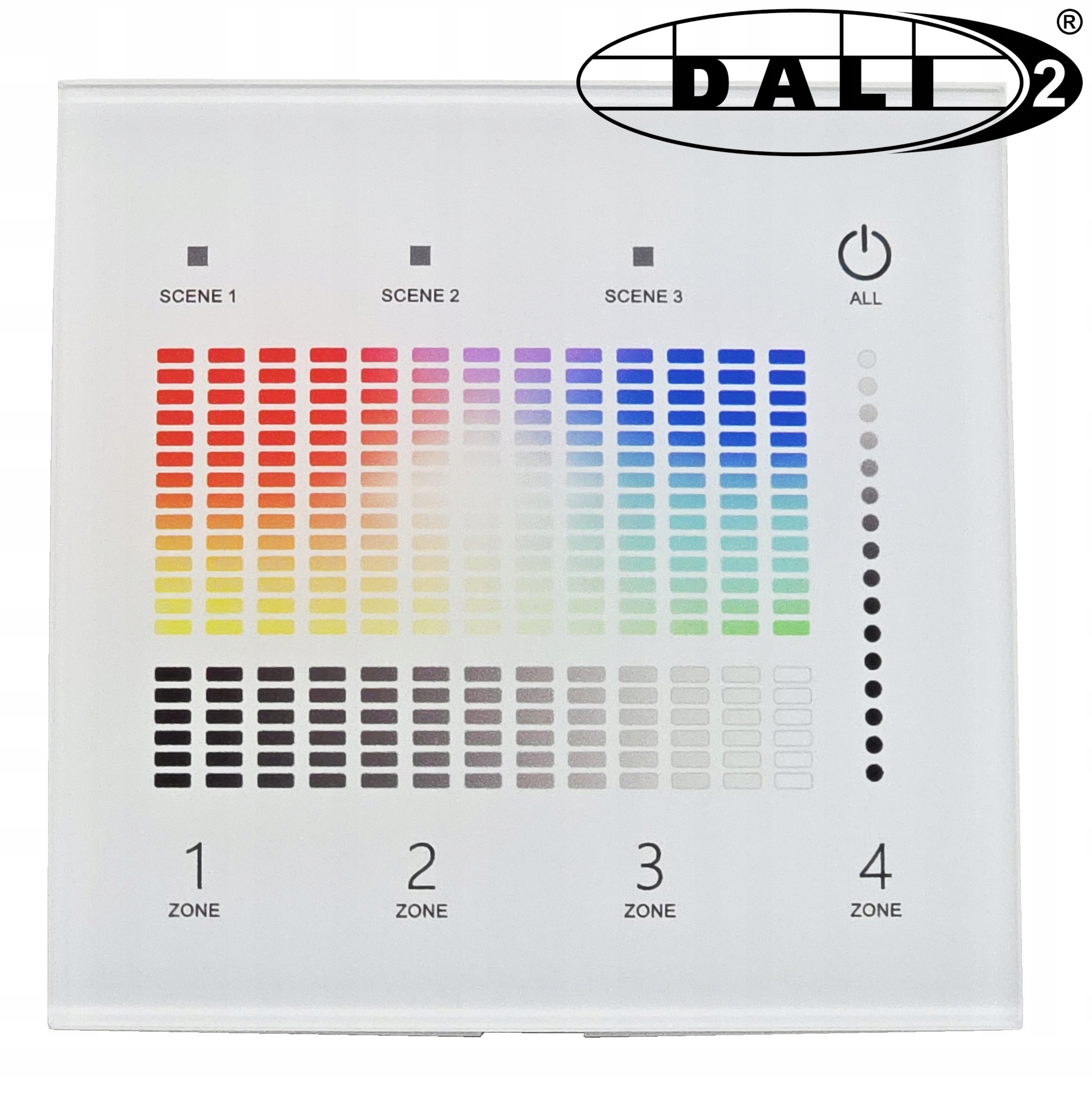 TD4-4SH dotykowy panel ścienny DALI MASTER RGBW 4 strefy, DT6 / DT8 Biały