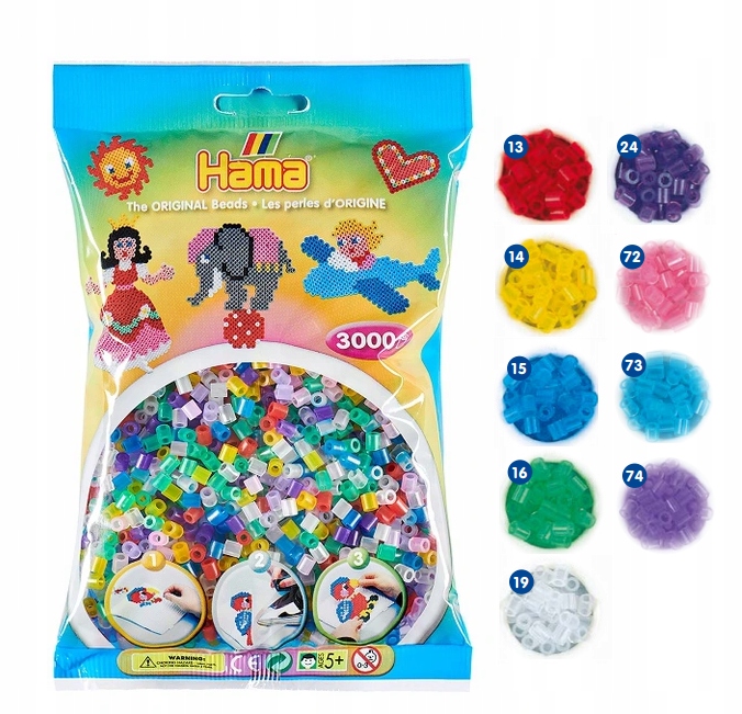 KORALIKI HAMA MIDI 3000 201-53 MIX TRANSPARENTNYCH