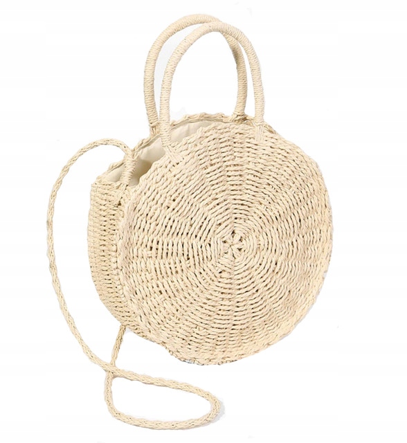 Torba torebka okrągła koszyk na ramię słomiana wiklinowa shoperka boho