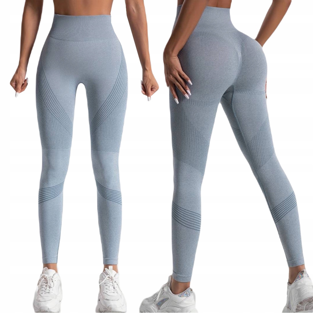 SNM legginsy damskie P318 niebieski klasyczne długa