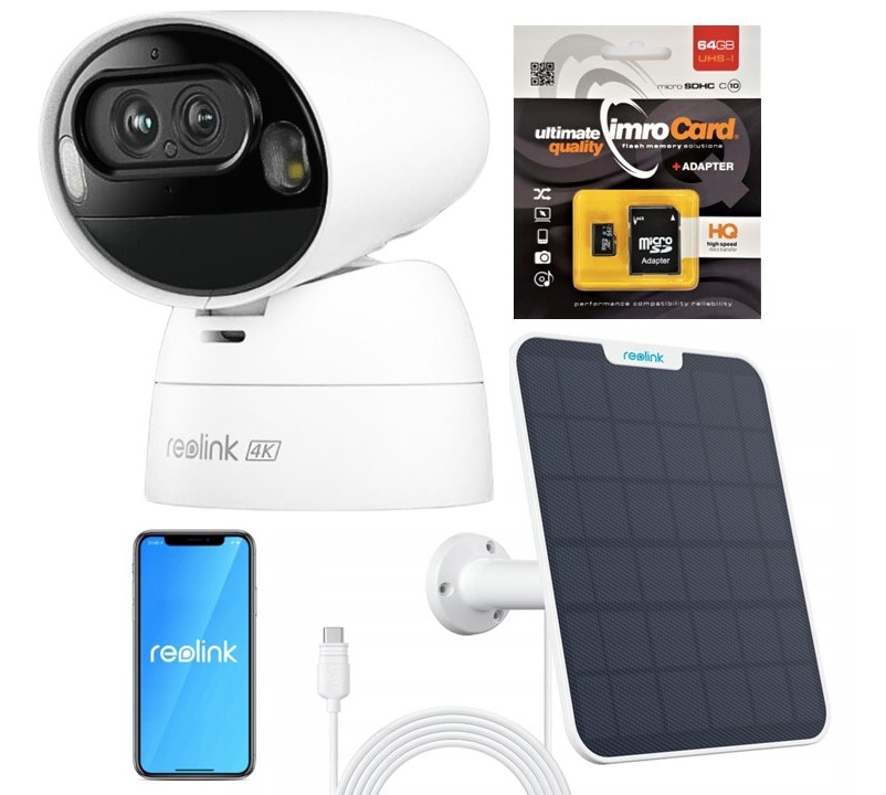 Kamera Reolink Argus Series B730 8MP akumulátor WiFi Solární Panel Karta 64