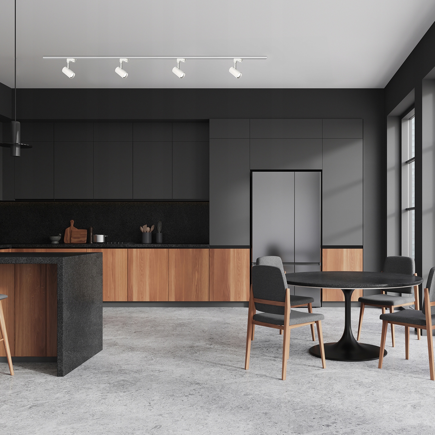 Oświetlenie szynowe 3 fazowe 1m+1m, I zew., 4x Oprawa na GU10 Biały Zawiera baterie nie