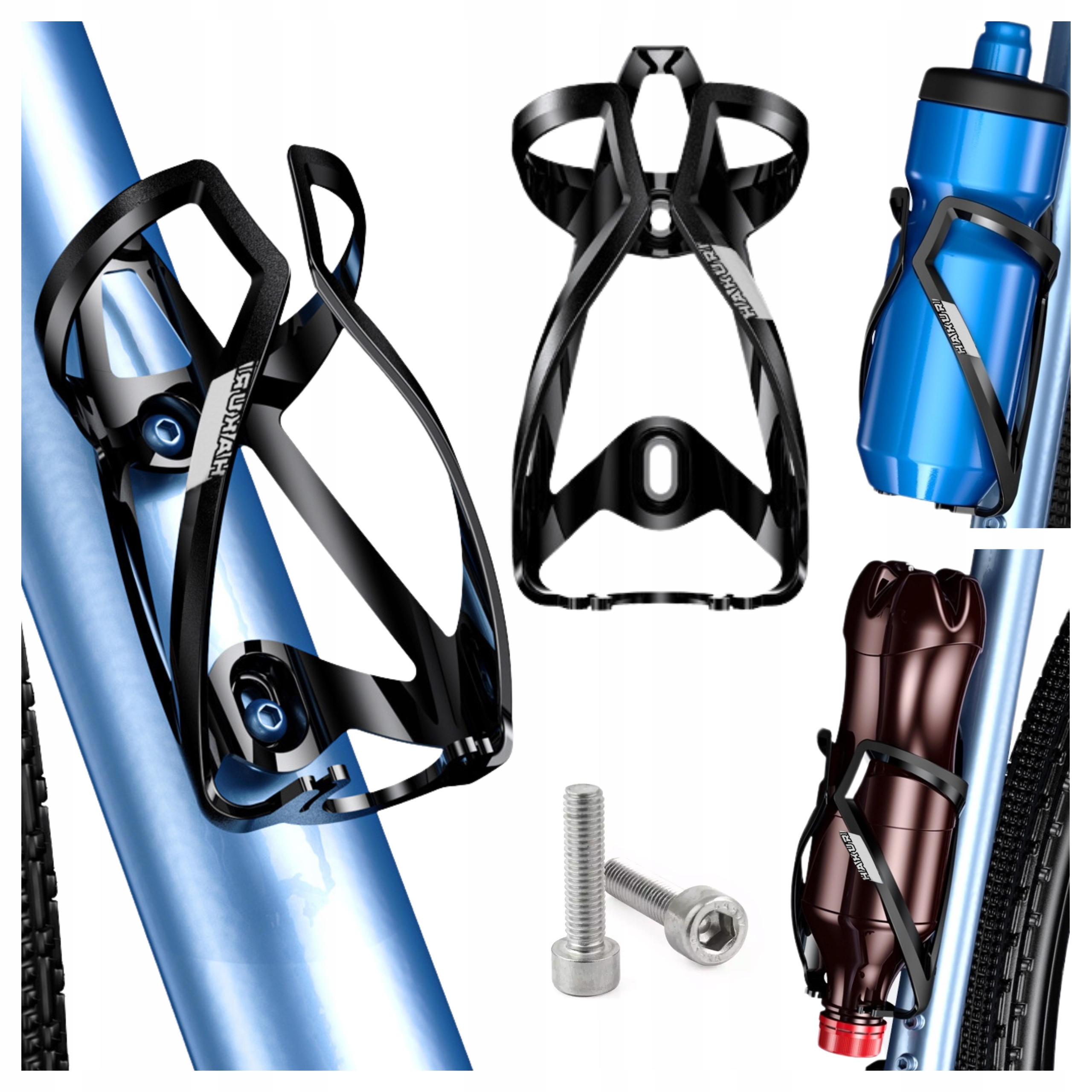 Uchwyt rowerowy na bidon Lekki Koszyk do Trek Giant Czarny Dwustronny Aero
