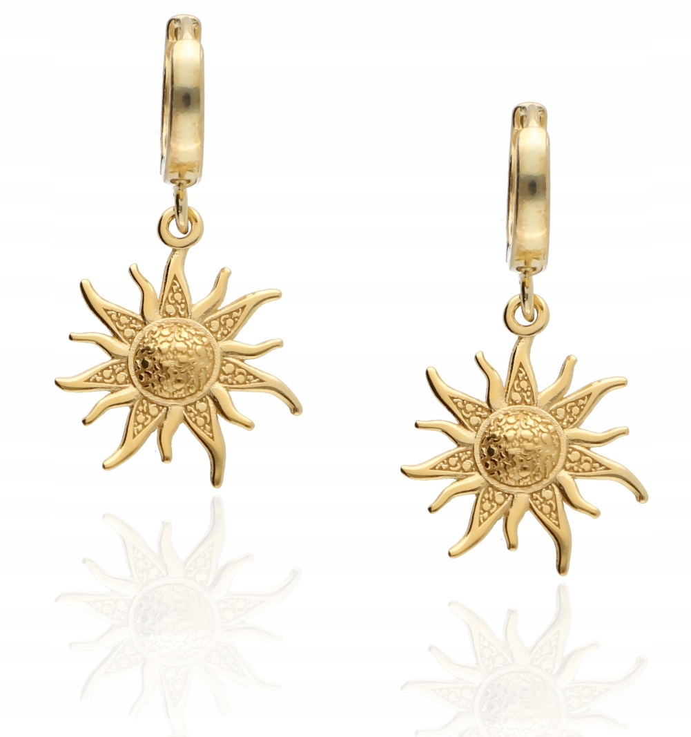 Zlaté náušnice závěsné anglické zapínání slunce sluníčko talisman stříbro