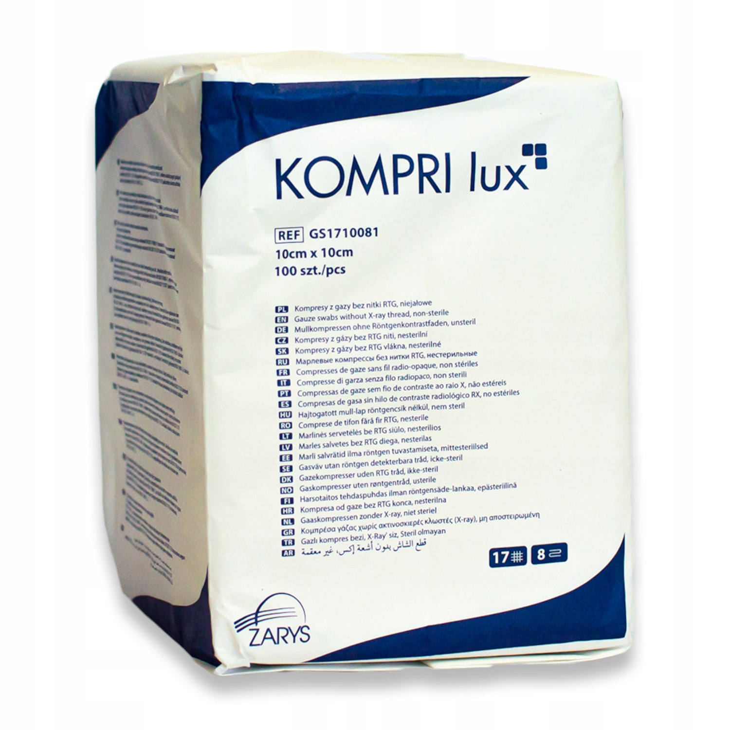 

Kompresy gazowe niejałowe 17N 8W 10x10 cm a'100szt