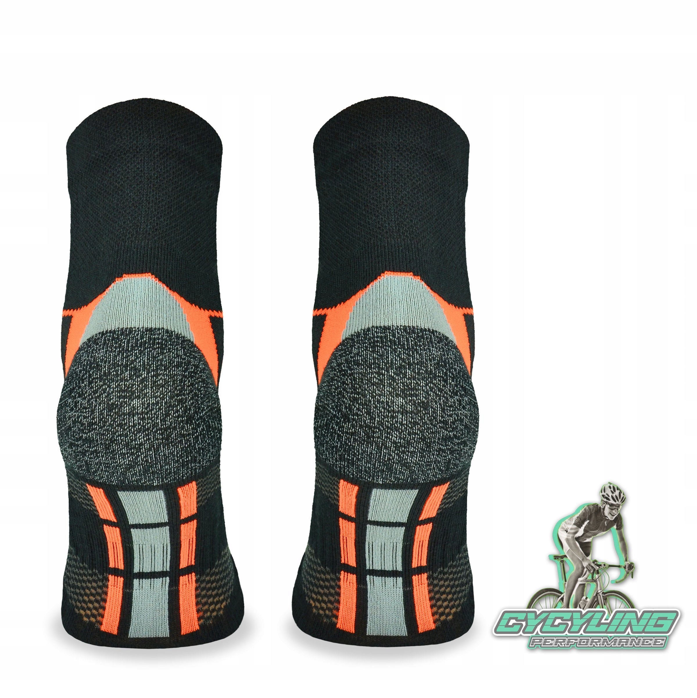Skarpety rowerowe BIK1 DryTex – czarnopomarańczowe Materiał dominujący poliester