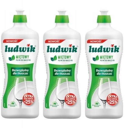 

Płyn do mycia naczyń Ludwik Mięta 3x 900ml 2,7 L
