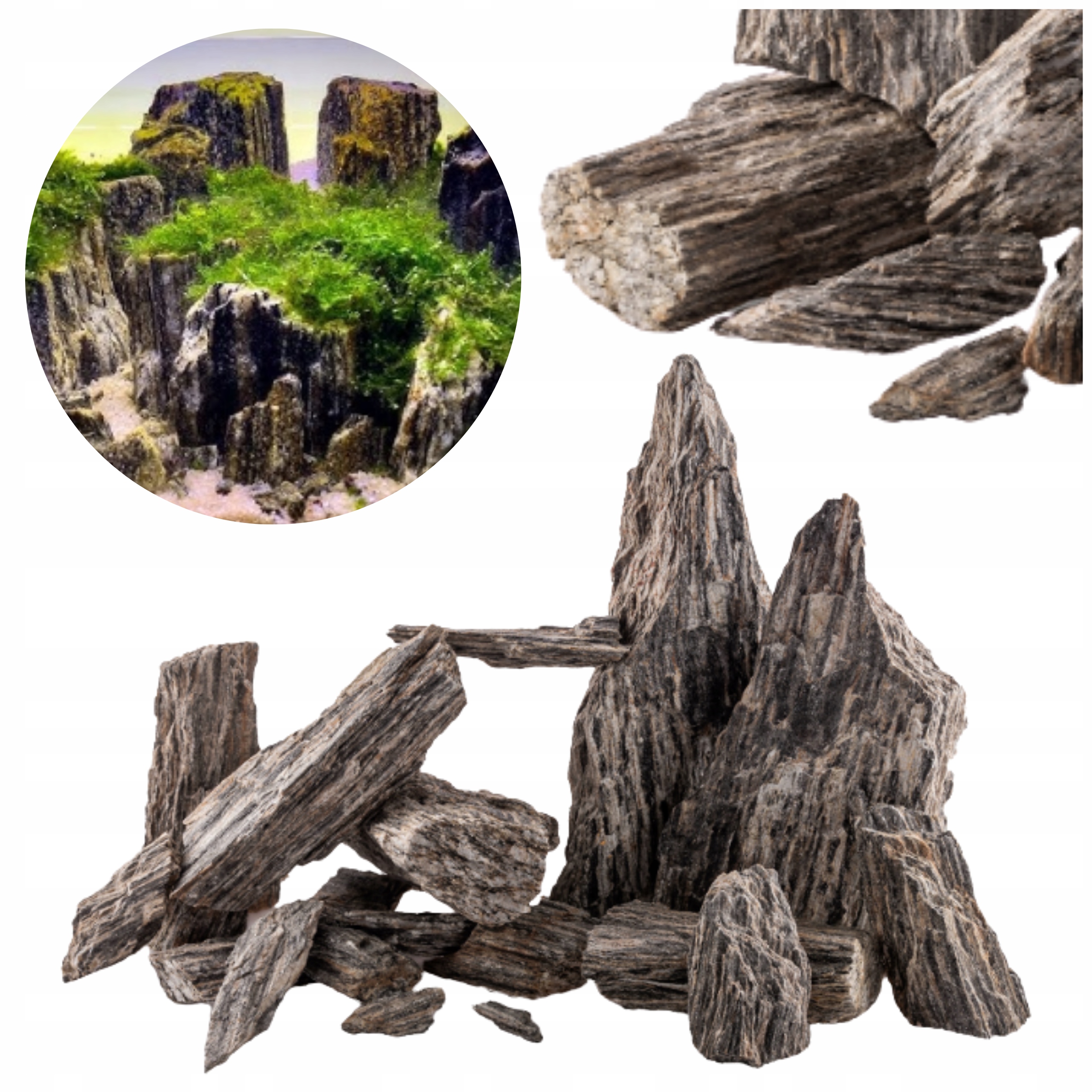 15 Kg Stromové Břidlice Kameny Pro Akvárium, Hotová Aranžace