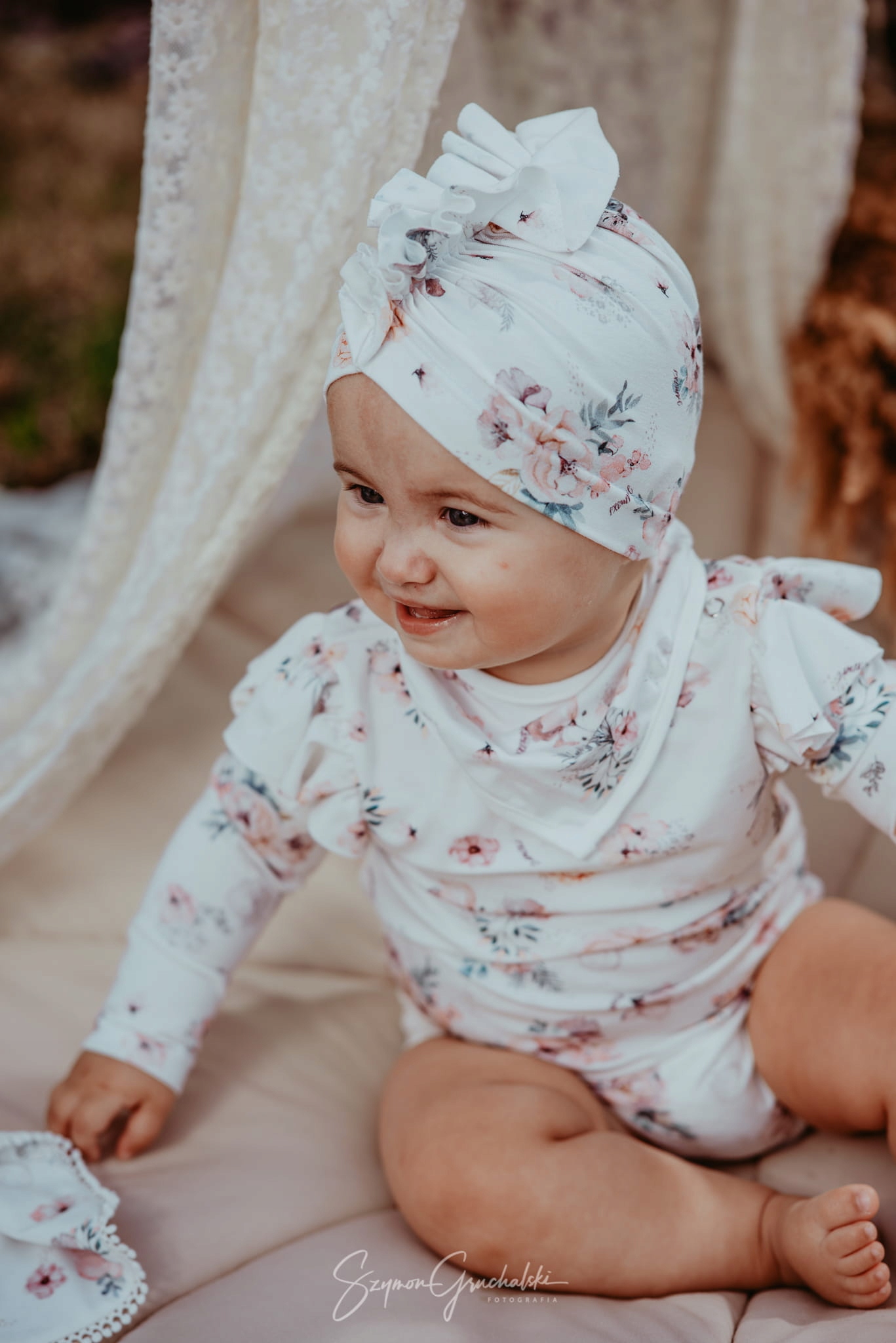 Czapka Turban dla dziewczynki 100% bambus [Rozmiar: 38cm.]