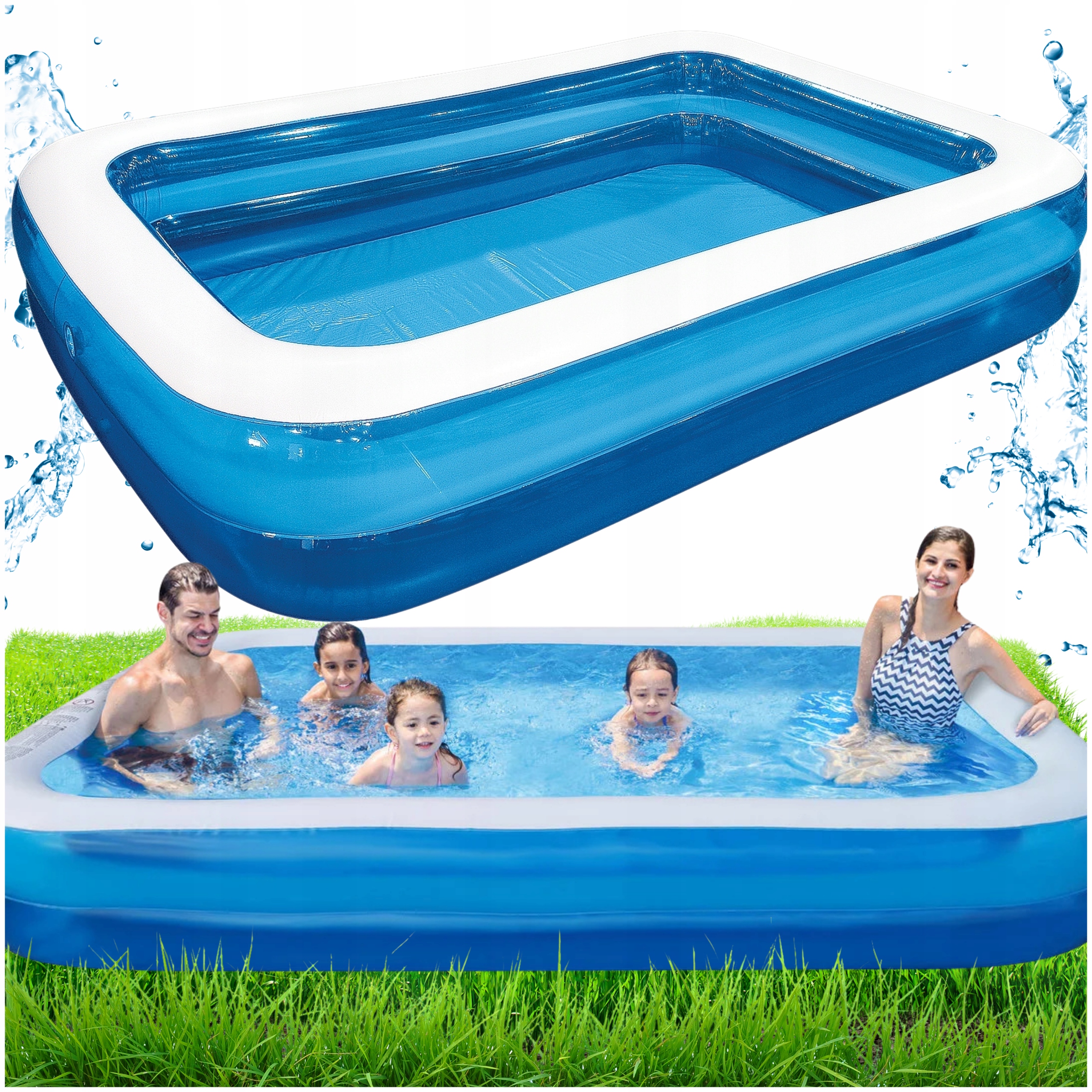 Basen Ogrodowy Dmuchany Duży XXL 305 cm Rodzinny prostokątny Ogród Taras