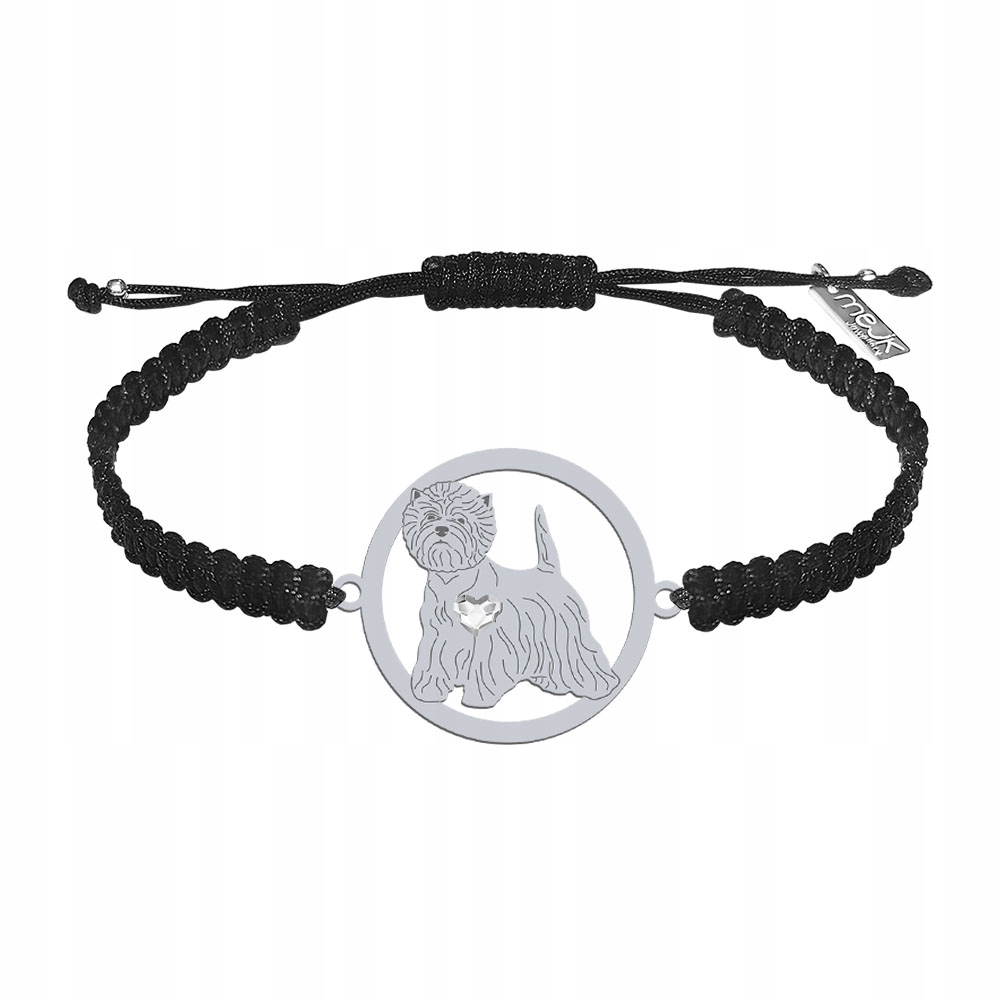 Stříbrný náramek z West Highland White Terrier 925 Makramé Gravírování Bonus