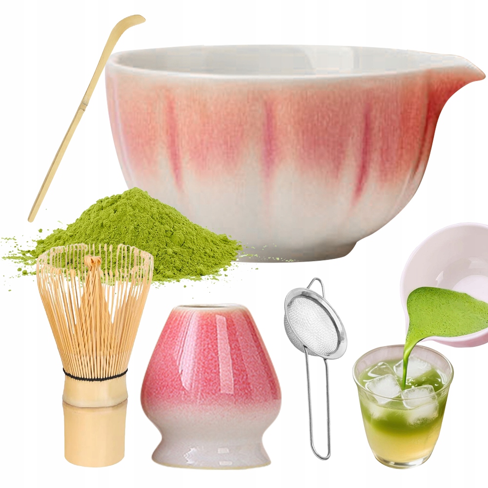 Levně Set Na Čaj Matcha Keramická Miska 450 ML Bambusová Šlehací Metla
