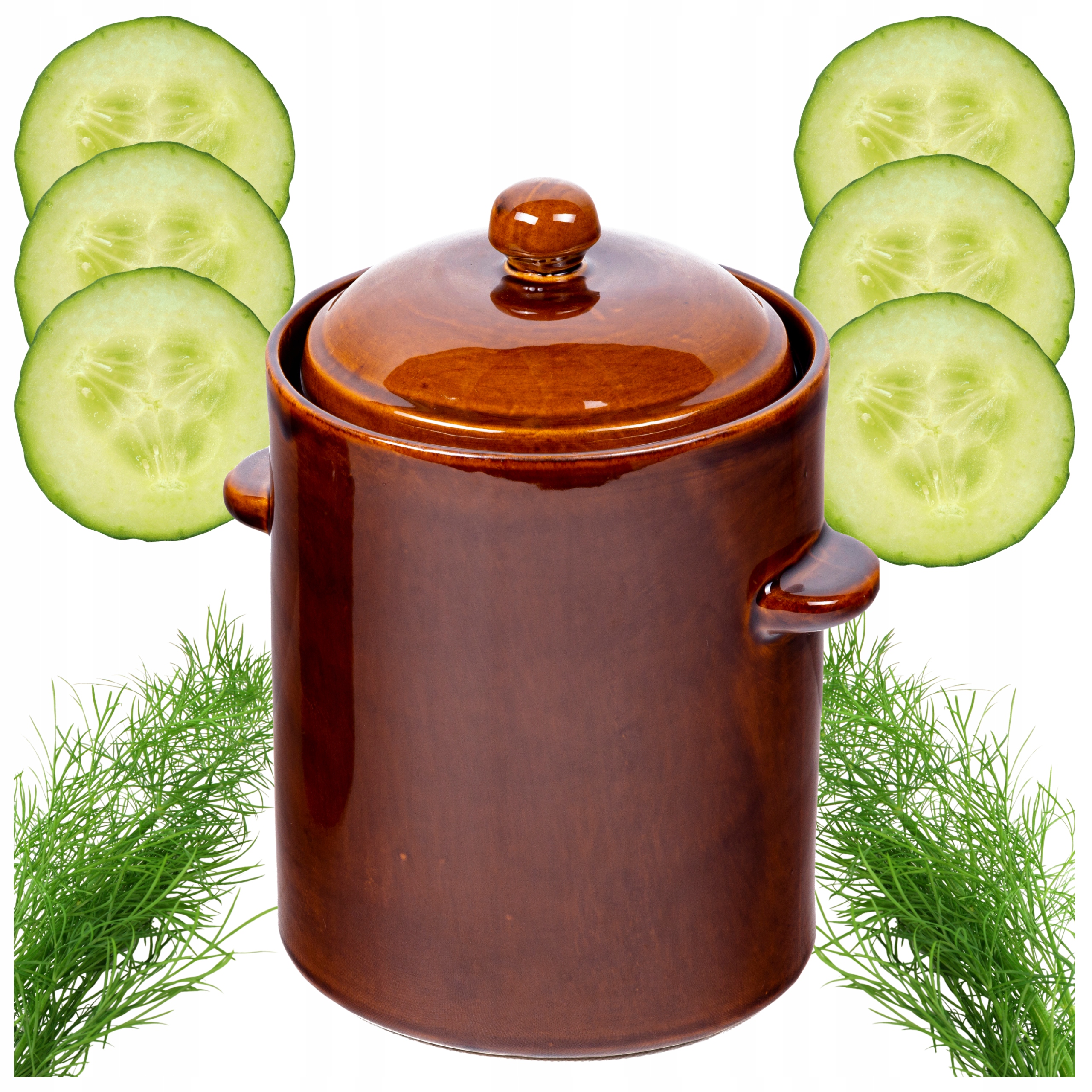 Sud K Nakládání Zelí Okurky 2,5L Kamenina Hermetický Hrnec poklička