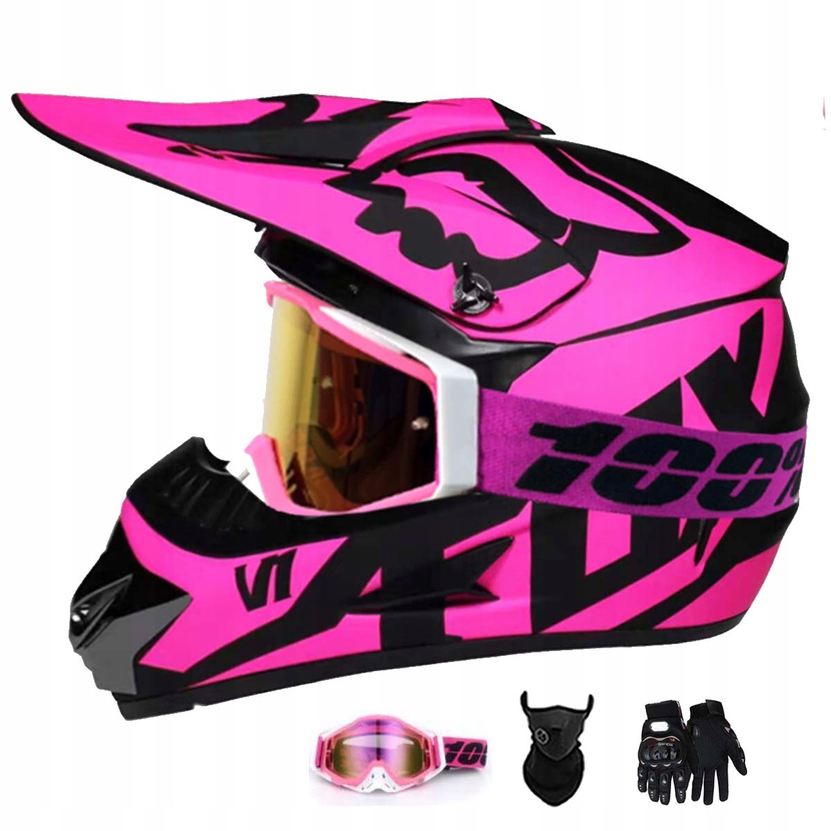 Motocyklová Přilba Crossová Lehká Enduro Quada Brýle Rukavice Maska L