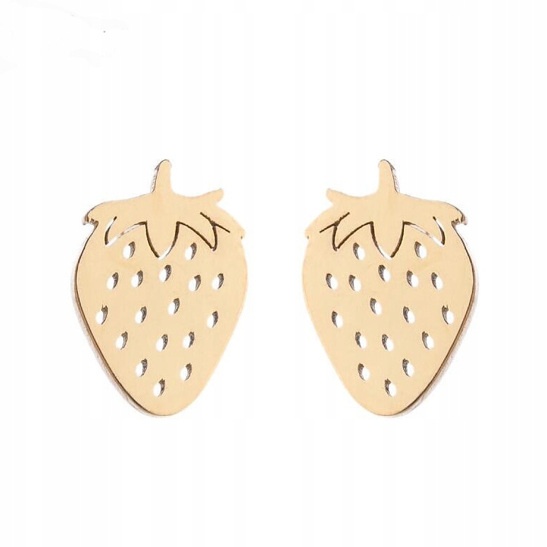 

Kolczyki sztyfty truskawki truskaweczki złote stal