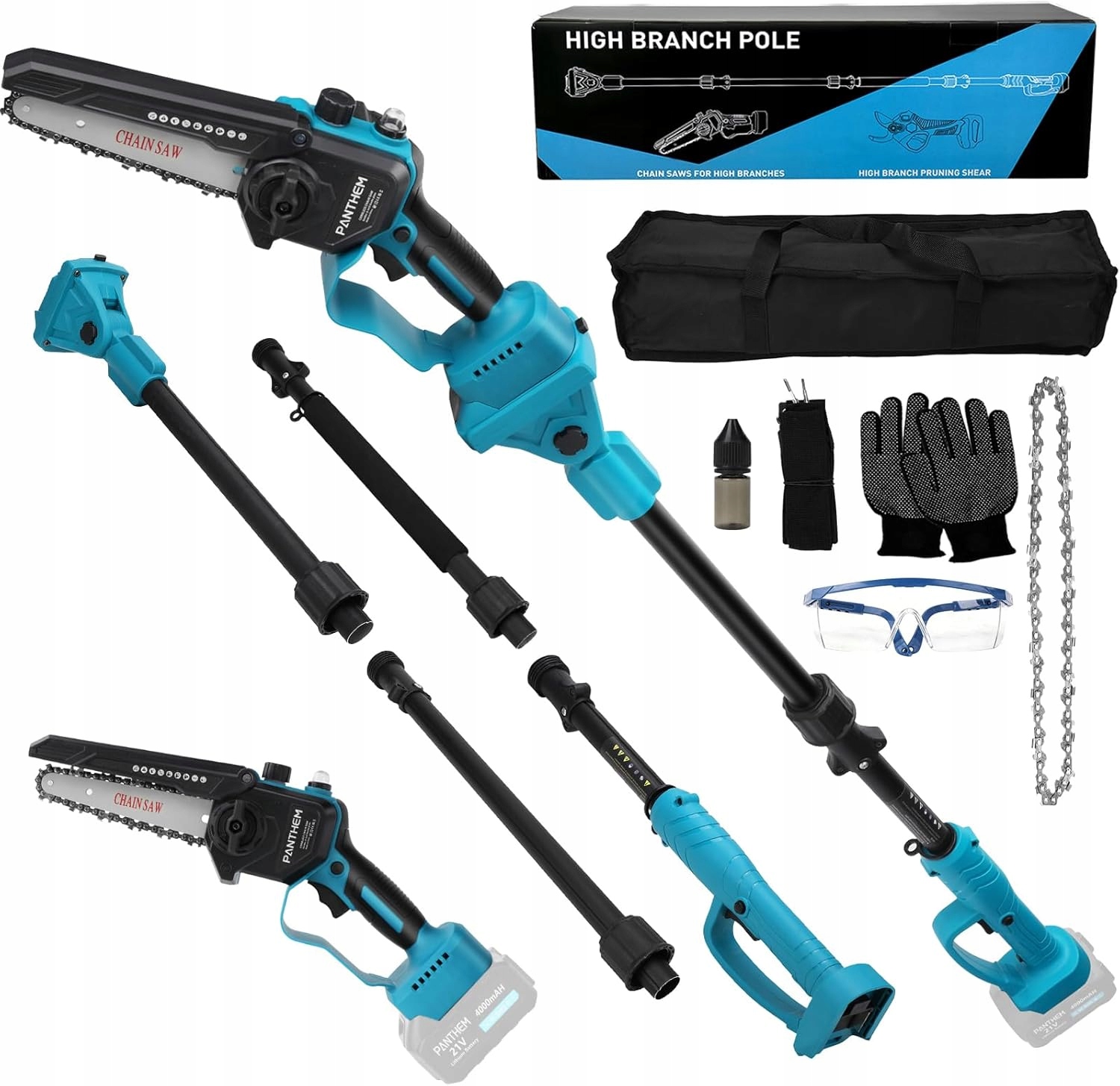 Panthem reťazová píla s výložníkom, kompatibilná s akumulátorom Mkita, bez akumulátora