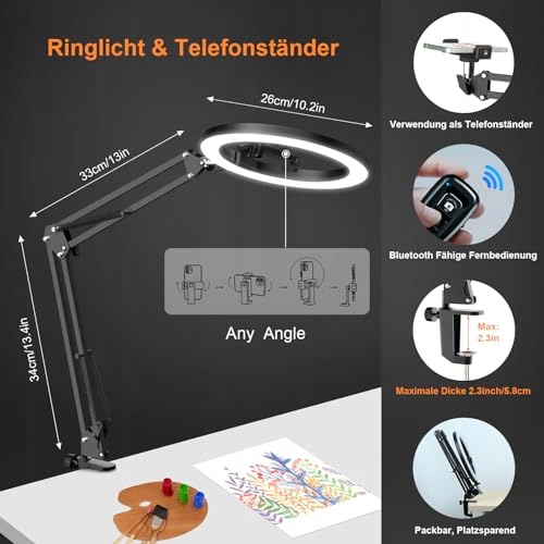 EVERSHOP Lampa Pierścieniowa 10" Z Statywem Do Telefonu I Laptopa — miniatura 6
