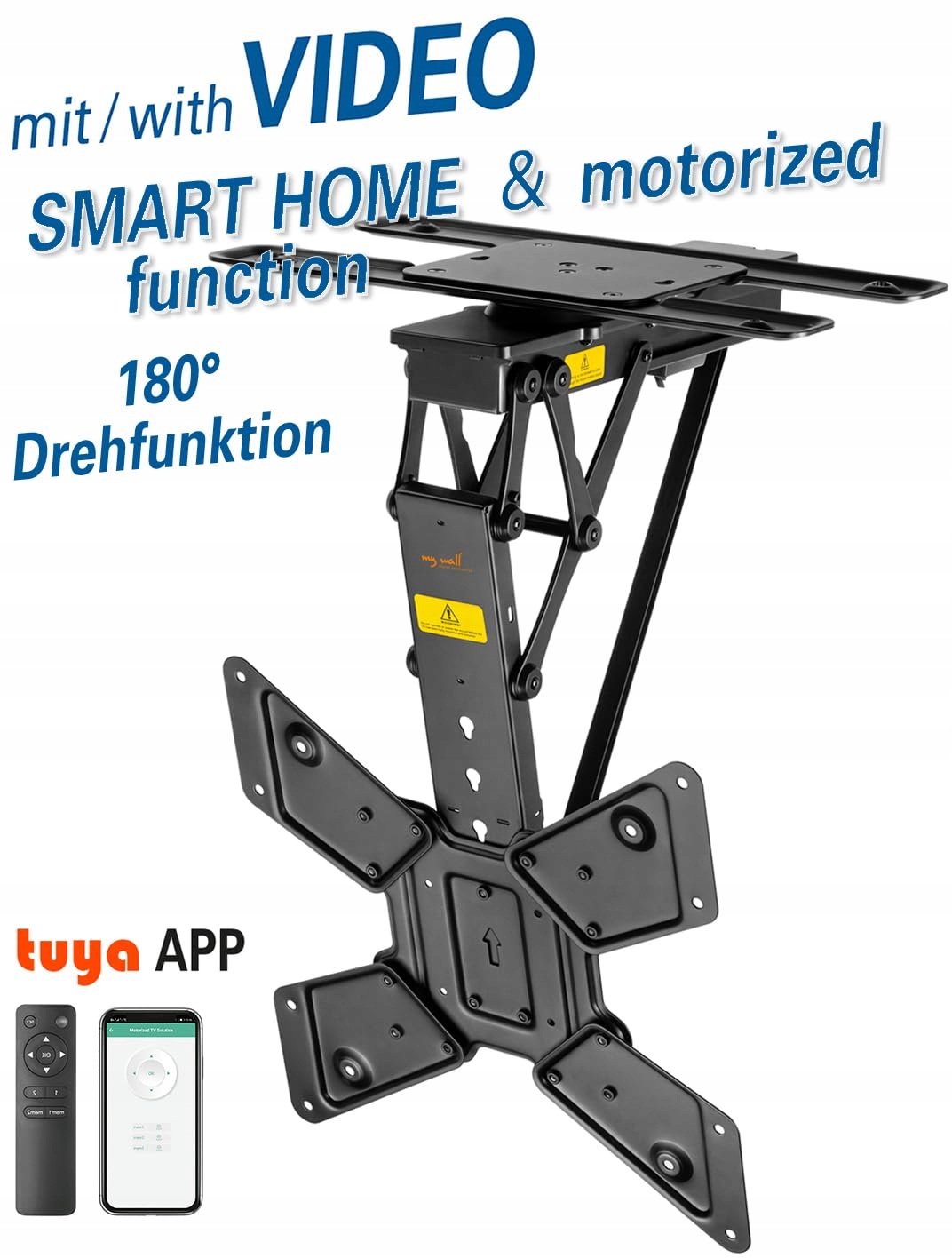 MYWALL Uchwyt Sufitowy TV Motorowy 23-65 Cal 30kg Smart Home 180 Stopni — miniatura 3