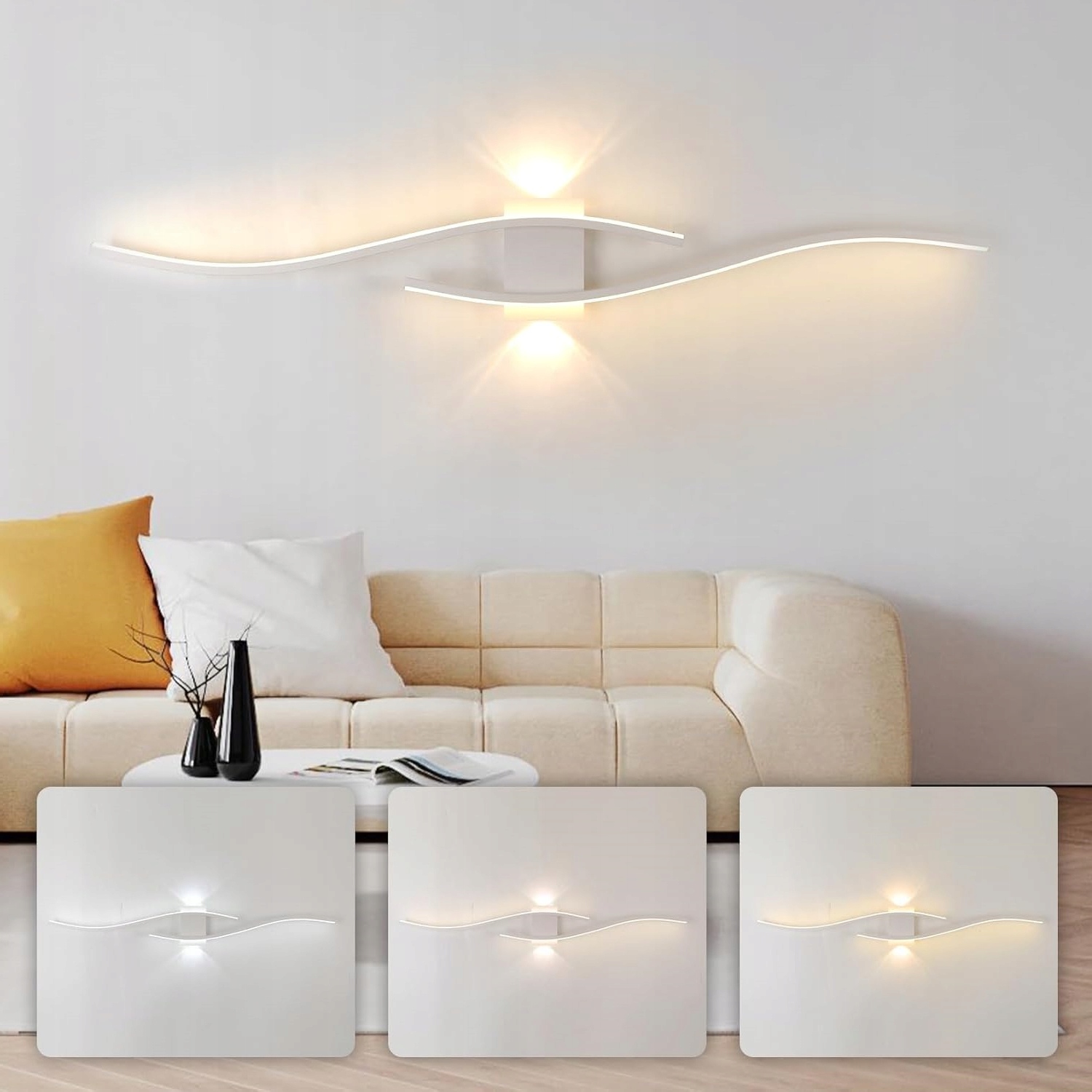 Nástěnné Svítidlo Bílé Noční Svítidlo Do Ložnice Lineární Led Stmívatelné Dálkový Ovladač 89 CM