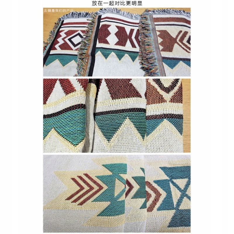 Koc BOHO pleciony, narzuta dwustronny frędzle 130x180cm Marka bez marki