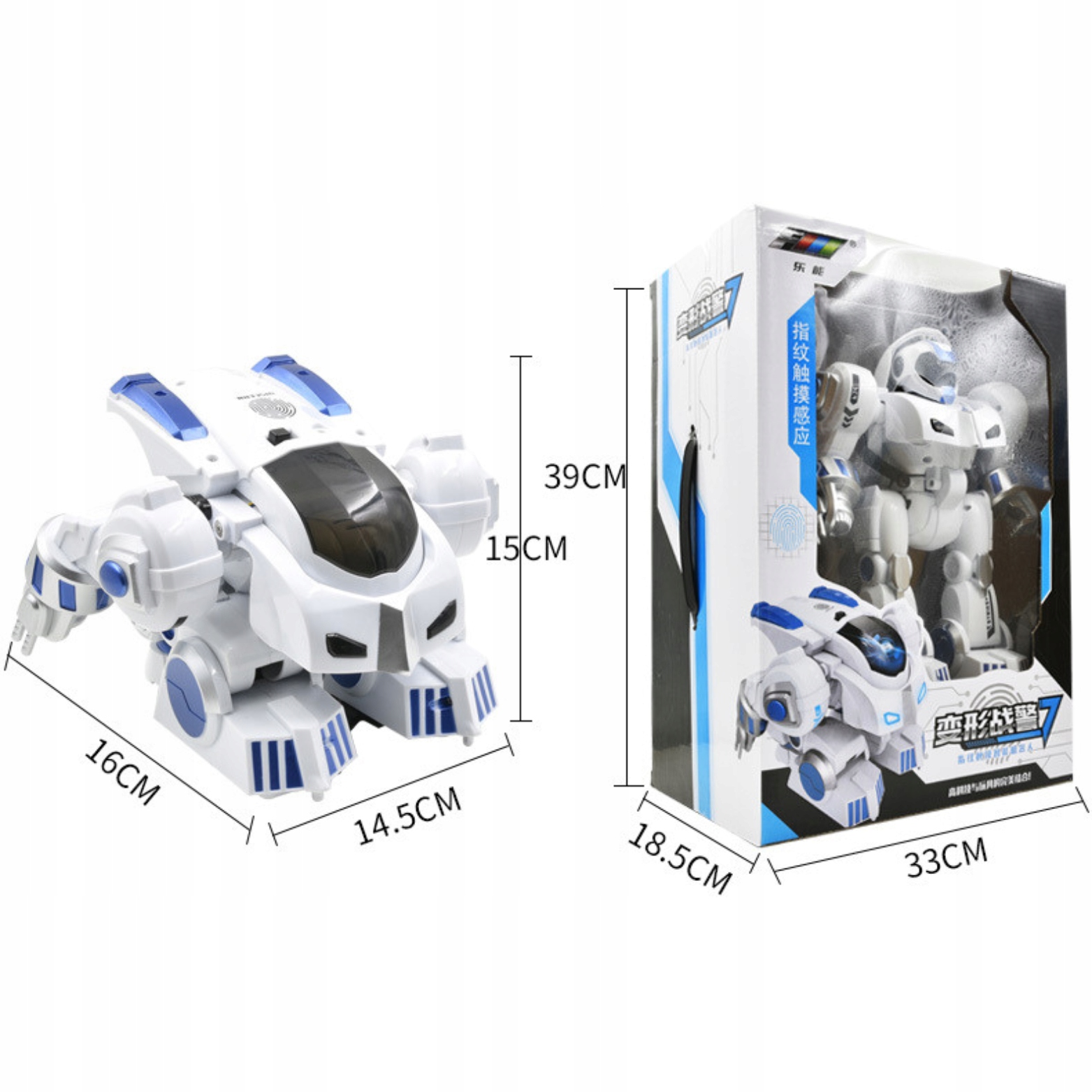 ROBOT INTERAKTYWNY ZDALNIE STEROWANY TAŃCZY TRANSFORMUJĄCY NA PILOT Szerokość produktu 20 cm