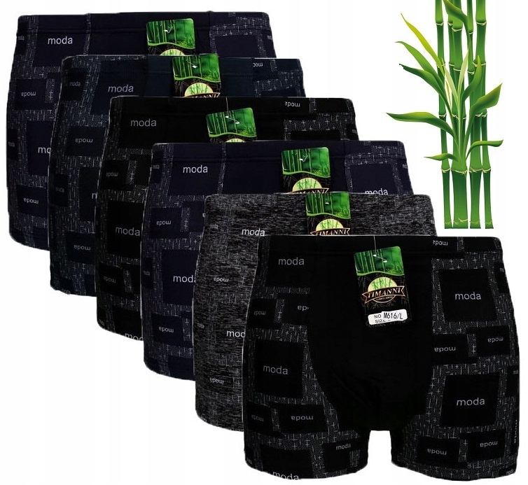 6x BOKSERKI MĘSKIE BAMBUSOWE ANTYBAKTERYJNE XXL