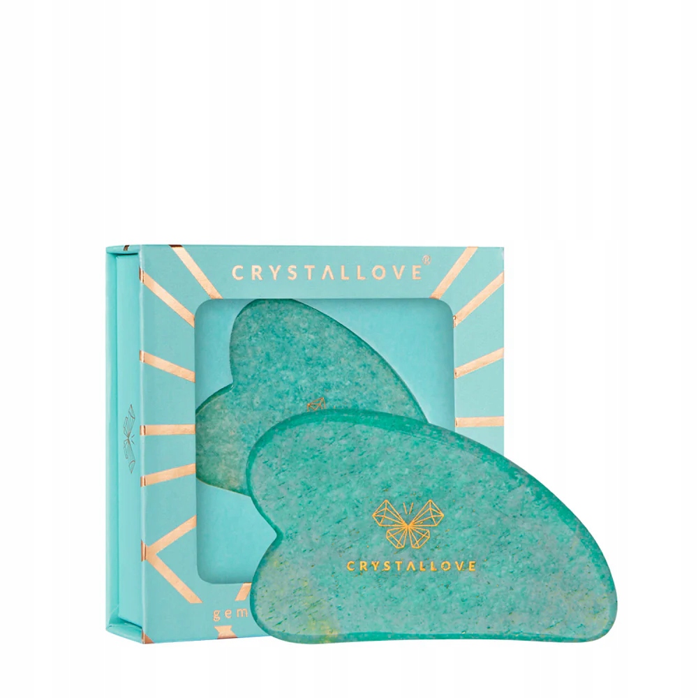 Crystallove Destička na masáž obličeje Gua Sha z amazonitu limitovaná edice