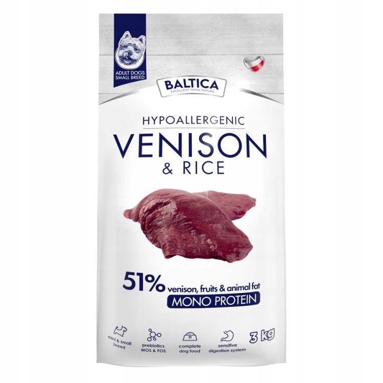 Levně Baltica Adult Zvěřina s rýží Xs/s 3 kg Hypoalergenní suché Krmivo pro psy