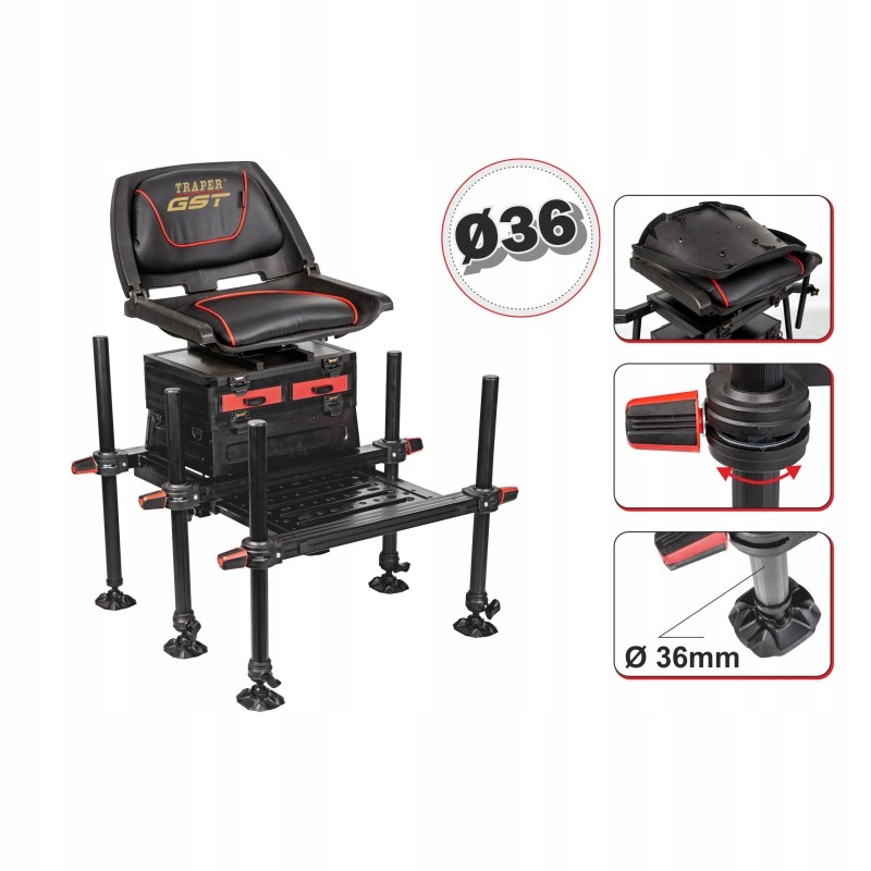 Kosz Siedzisko Wędkarskie Traper Ultra Feeder Z Fotelem Obrotowym Oparcie