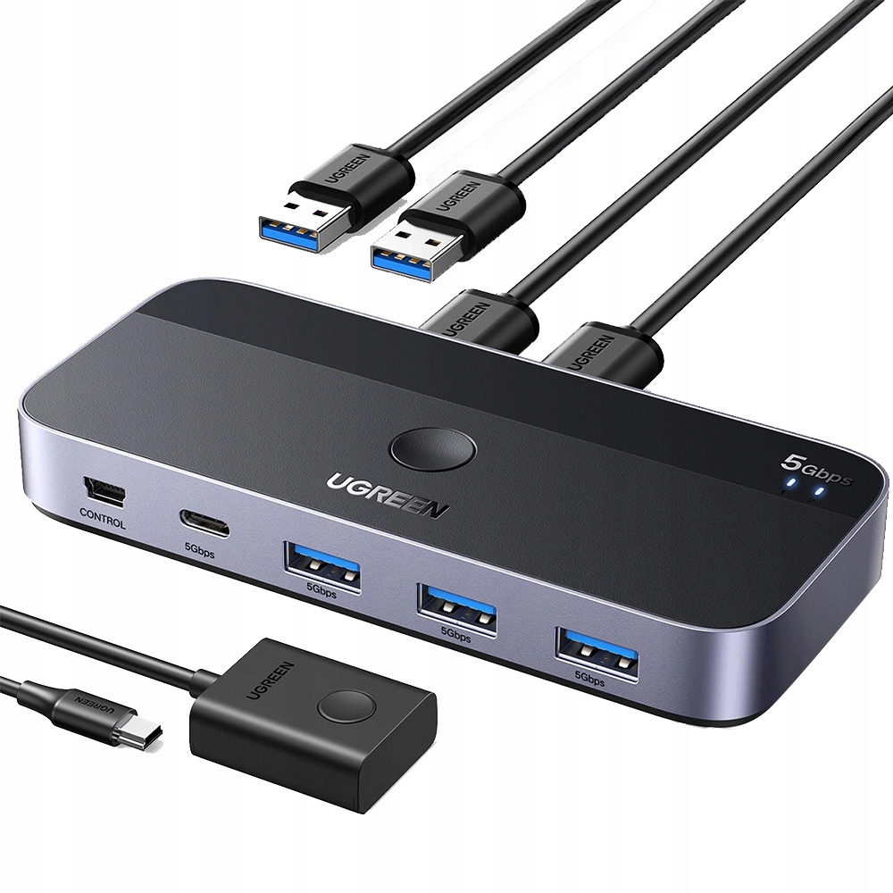 Přepínač switch, rozbočovač Usb 3.0 Ugreen 3x Usb-a 1x Usb-c Usb kabel