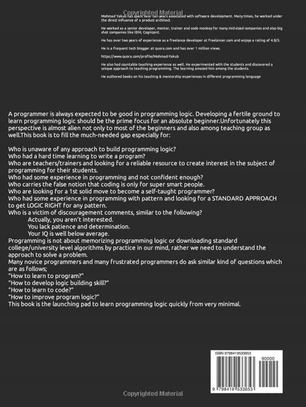 Yakub, Mohmad Python Wise Head Junior: python programming quick reference. Język publikacji angielski