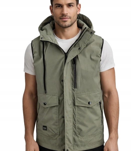 Pánský prošívaný bunda bez rukávů s podšívkou, stylový Agrafka, velikost XXL