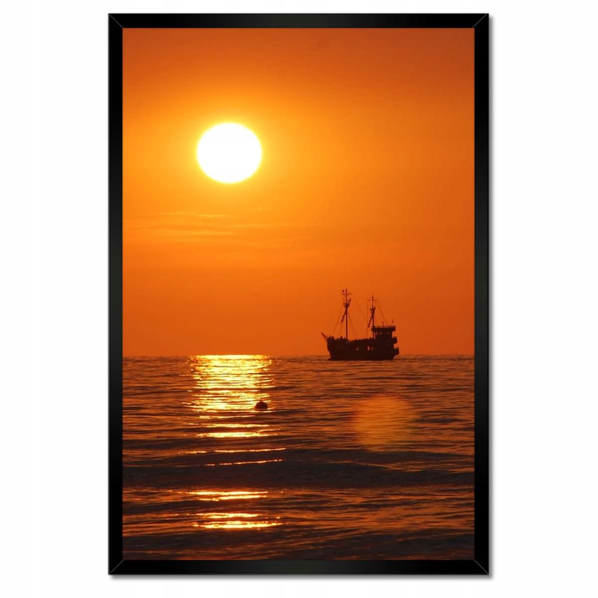Plakáty v rámu 40x60 Západ slunce s lodí
