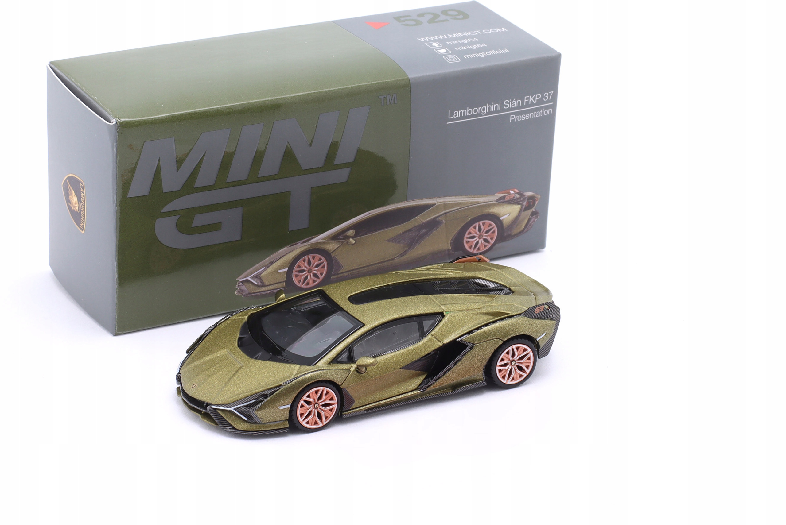 Mini Gt Lamborghini Sian Fkp 37 Hybrid 2020 Olive Green 1:64