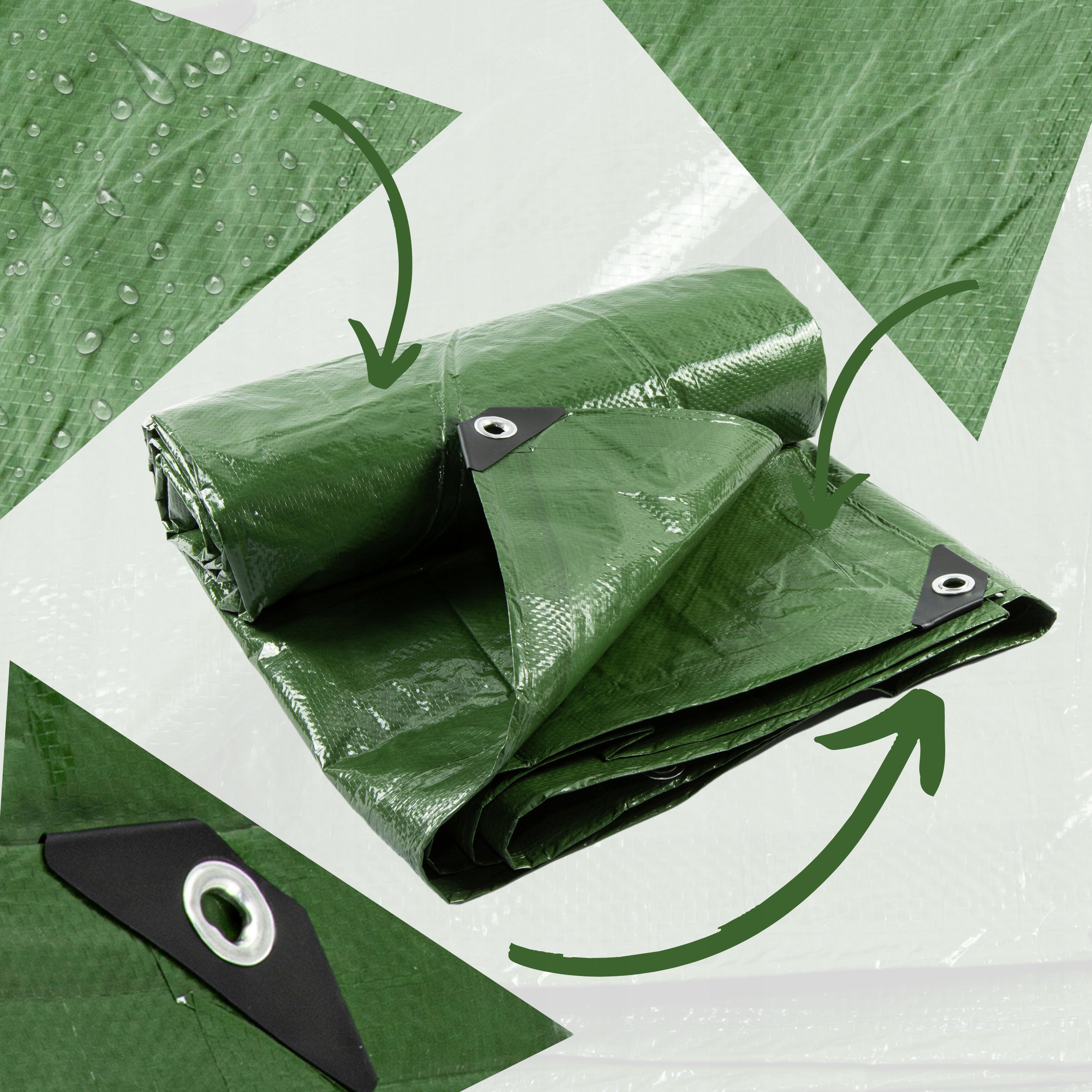 PLANDEKA 4X5m WZMACNIANA GRUBA ZIELONA MOCNA UV+ Długość 5 m