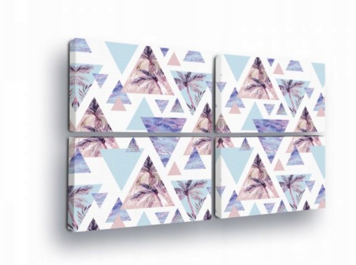 Obraz 120x80 modulárny triptych bez rámu geometrický vzor trojuholníky palmy
