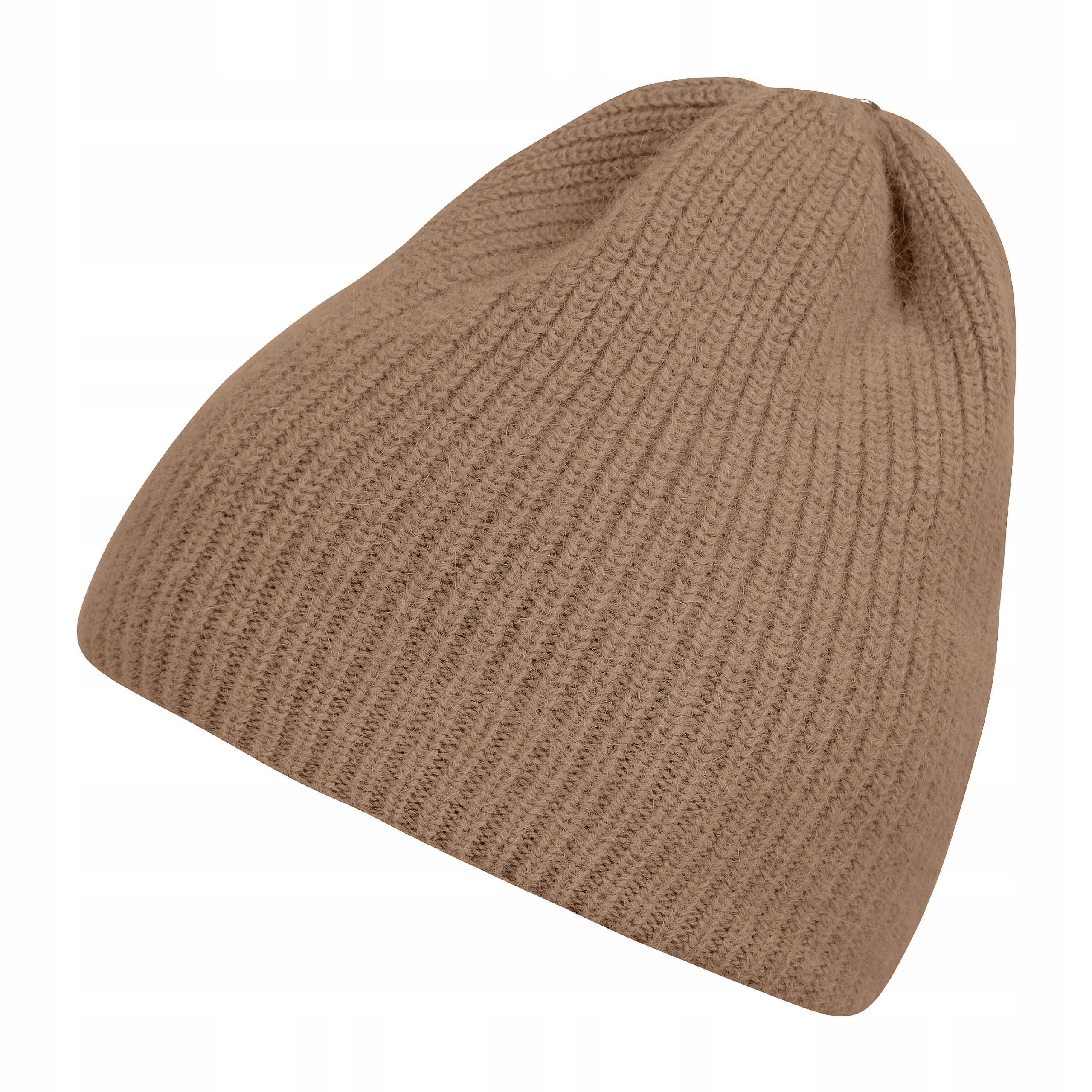 Lehká dámská vlněná čepice Loman angora tmavě béžová, neskládaná, pěkná Pl